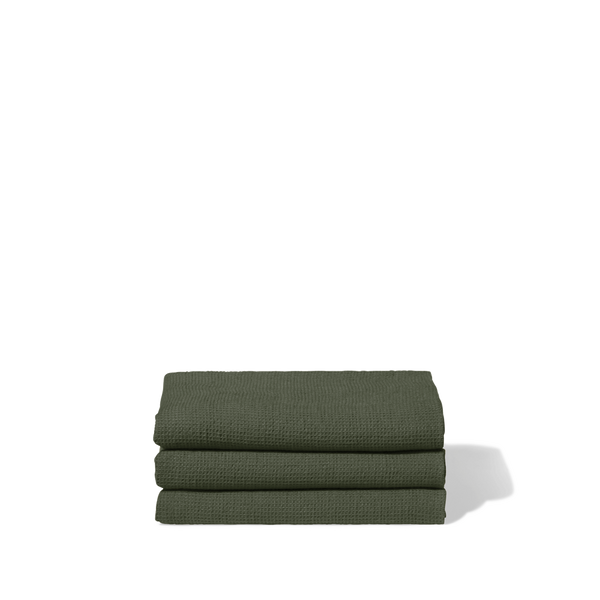 Serviette de bain en lin - Nid d'abeille - Vert Oxyde