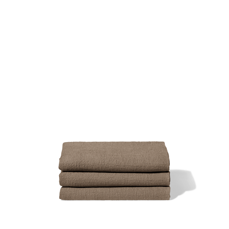 Serviette de bain en lin - Nid d'abeille - Brun Cha Iro