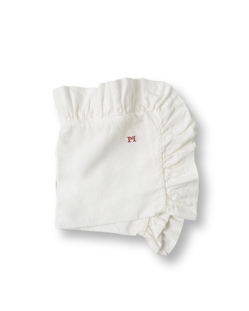 Merci - Embroidered linen placemat - 01 Ruched