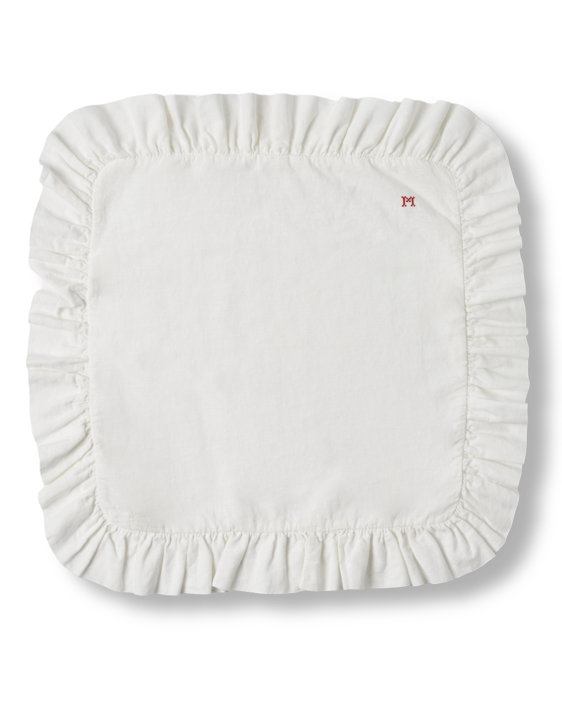 Merci - Embroidered linen placemat - 01 Ruched