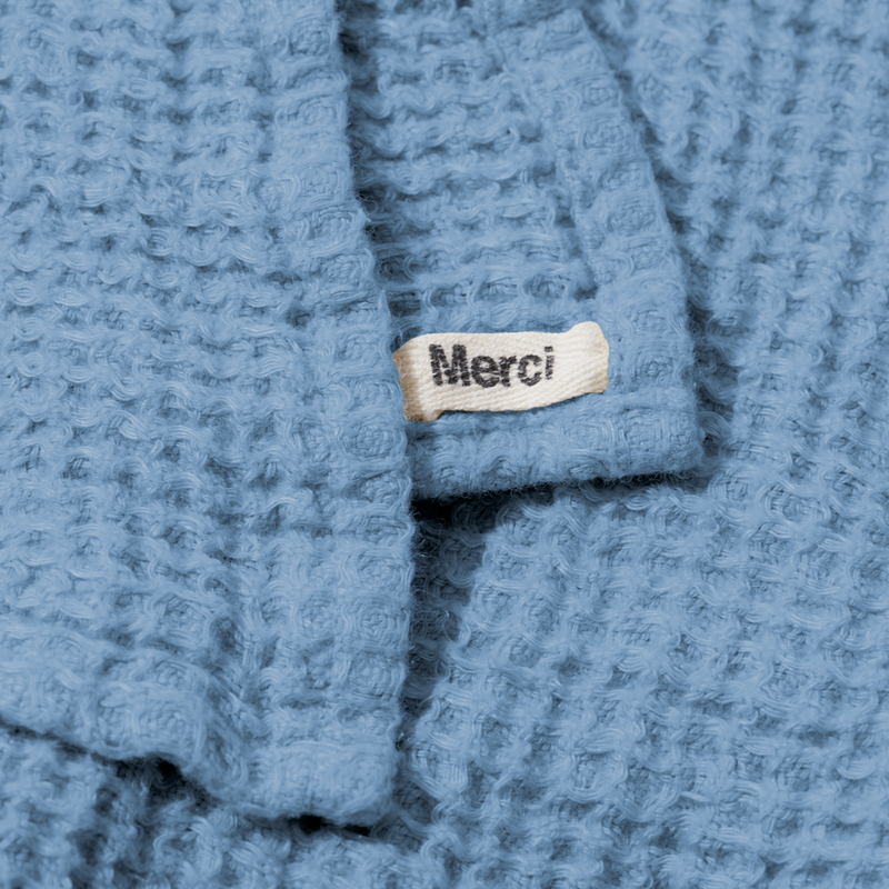 Serviette de bain en lin - Waffle - Bleu Primaire