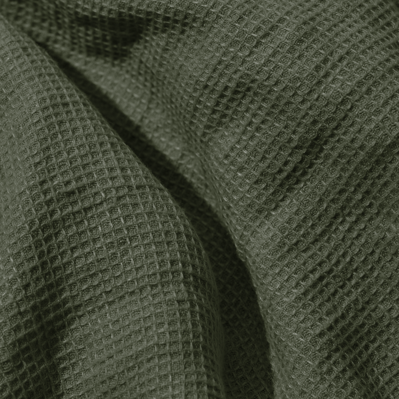 Serviette de bain en lin - Nid d'abeille - Vert Oxyde