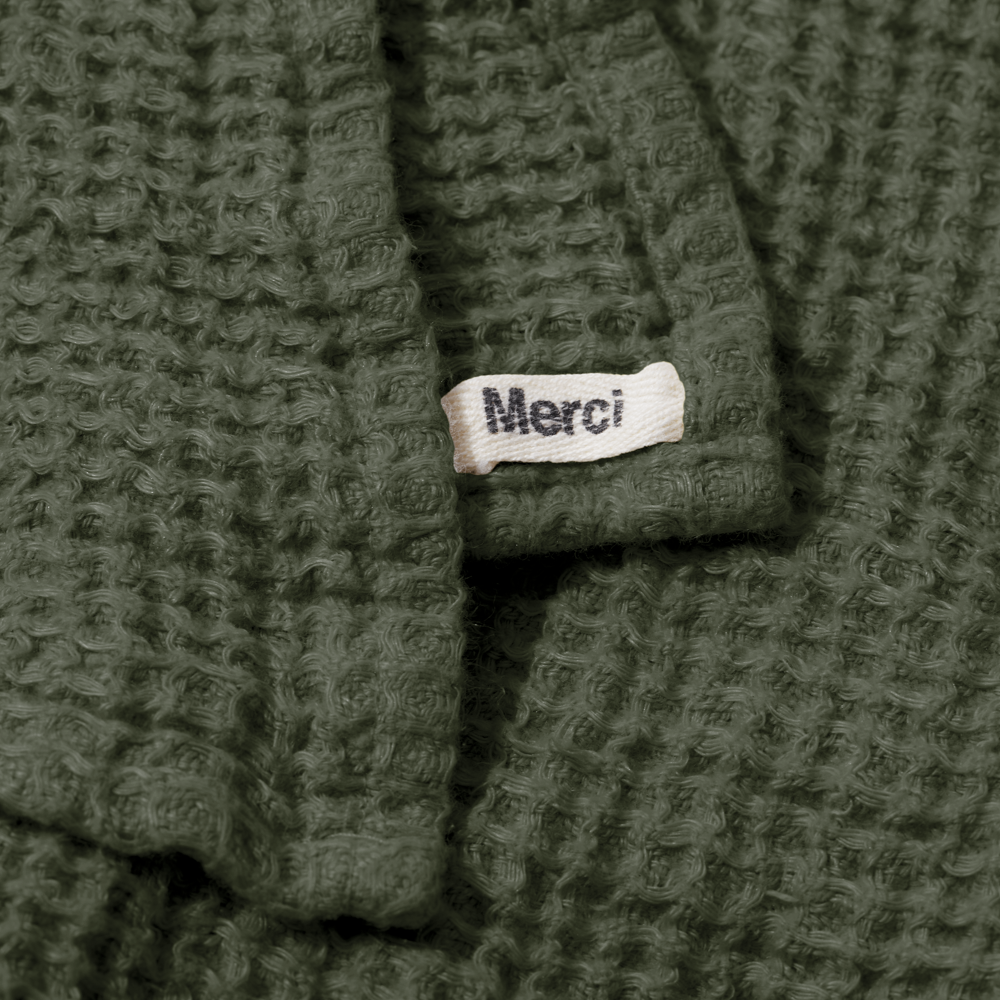 Linen towel - Waffle - Oxide Green – Merci Paris