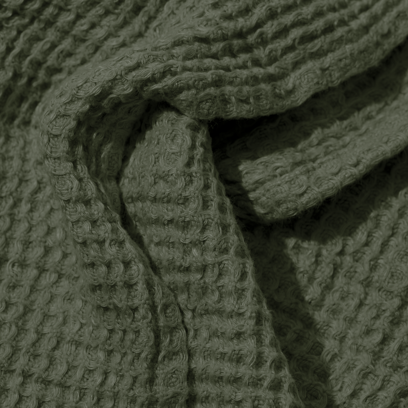 Serviette de bain en lin - Waffle - Vert Oxyde