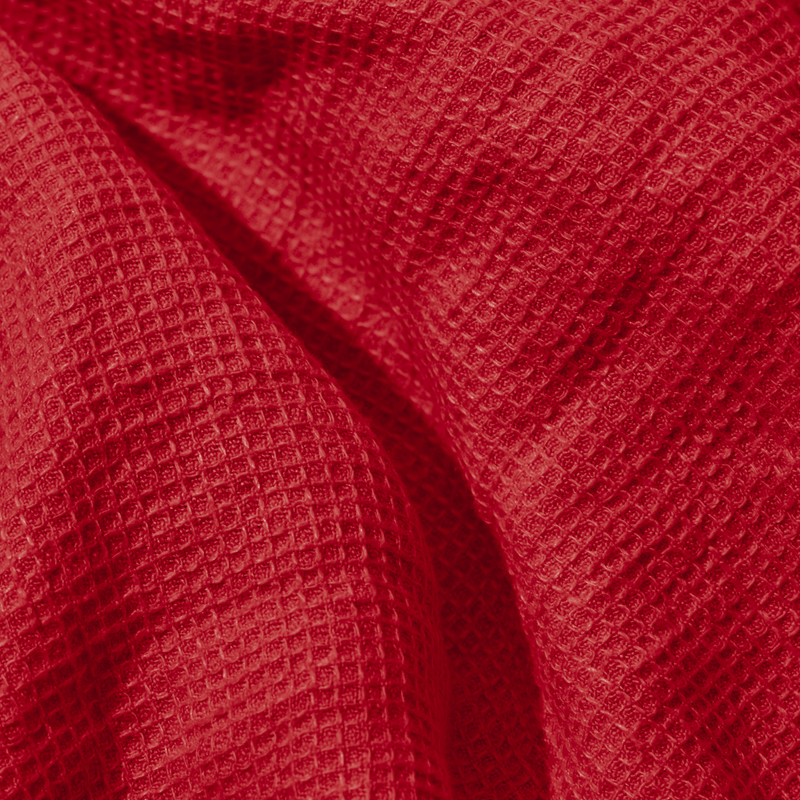 Serviette de bain invité en lin - Nid d'abeille - Rouge Vermillon