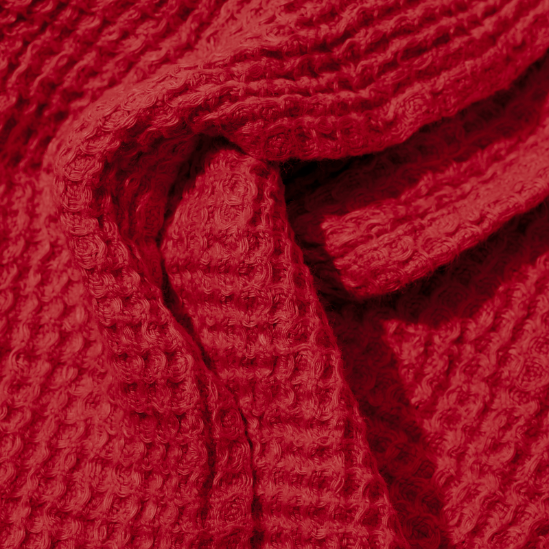 Serviette de bain en lin - Waffle - Rouge Vermillon