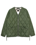 Veste matelassée Merci Paris Taion militaire olive avec col en V, fermeture zippée et poches plaquées