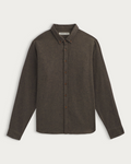 Chemise Merci Paris Homecore Tokyo Alaska en flanelle de coton kaki foncé avec col boutonné et boutons en corne