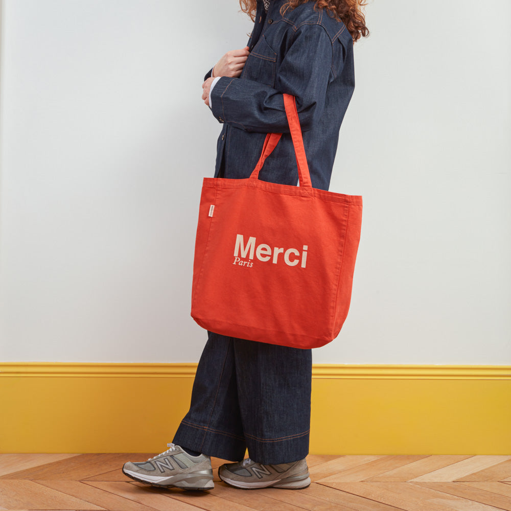 Merci - Tote Bag en coton - Cabas Orange & Sable – Merci Paris