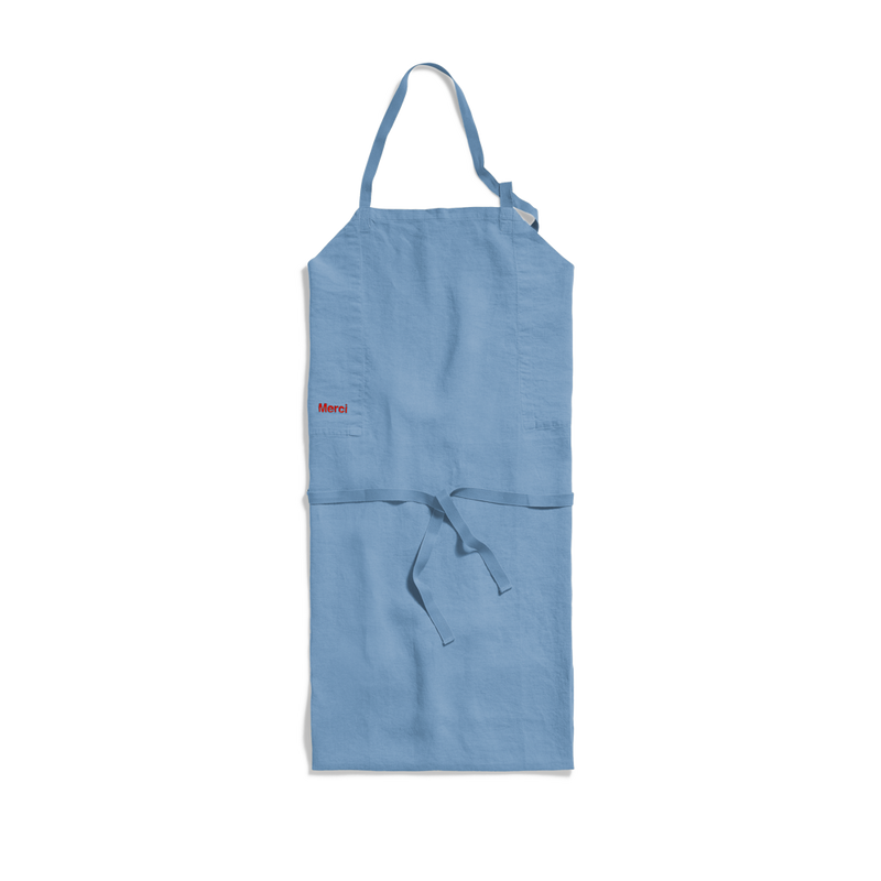 Tablier en lin lavé - Bleu Primaire