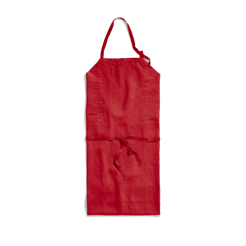 Tablier en lin lavé - Rouge Vermillon