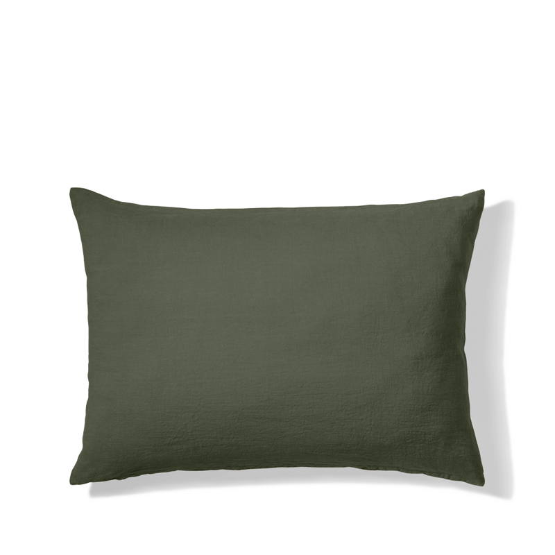 Coussin rectangle en lin lavé - Vert Oxyde