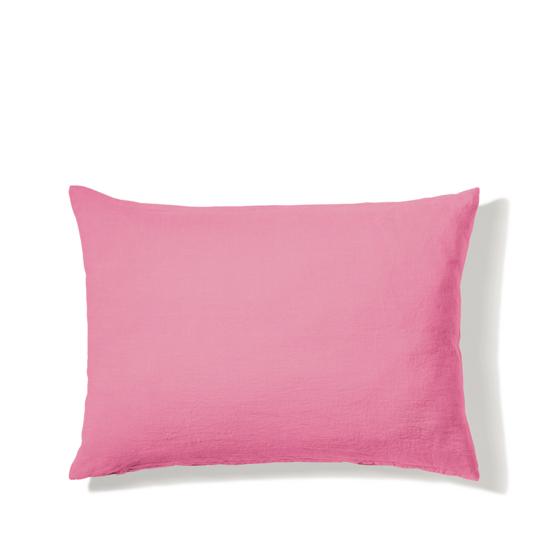 Coussin rectangle en lin lavé - Rose Garance