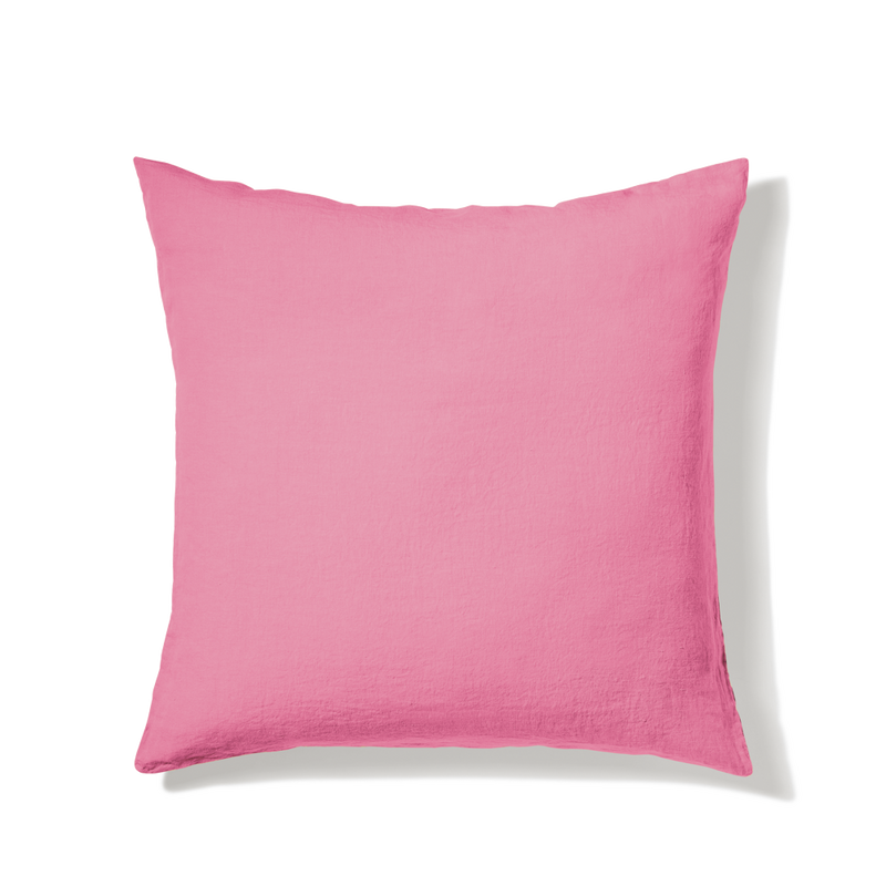 Taie d'oreiller en lin lavé - Rose Garance
