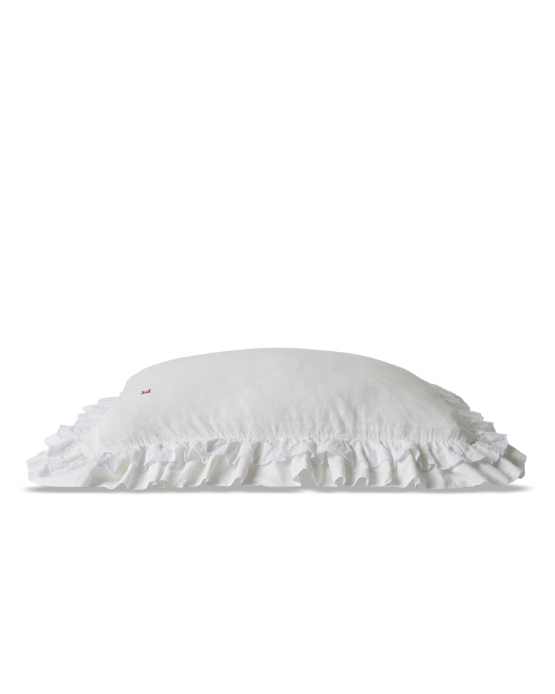 Merci - Embroidered linen pillowcase - 02 Eyelet