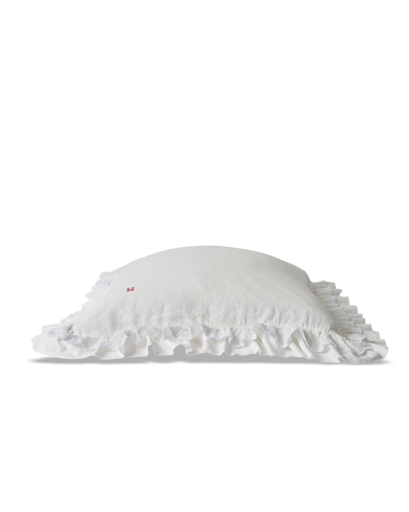 Merci - Embroidered linen pillowcase - 02 Eyelet