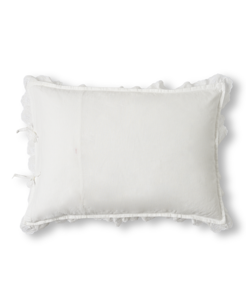 Merci - Embroidered linen pillowcase - 03 Openwork