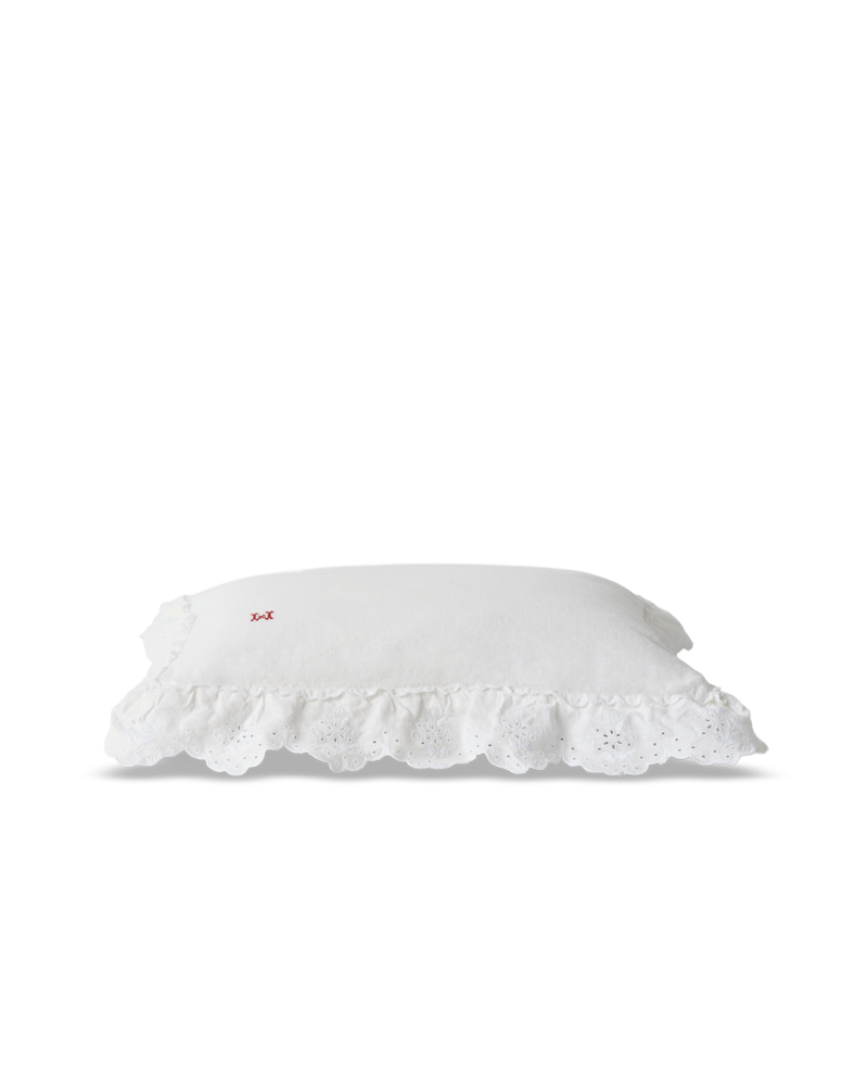 Merci - Embroidered linen pillowcase - 03 Openwork