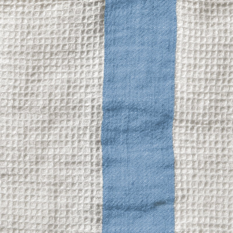 Serviette de bain en lin - Nid d'abeille - Bande Bleu Primaire