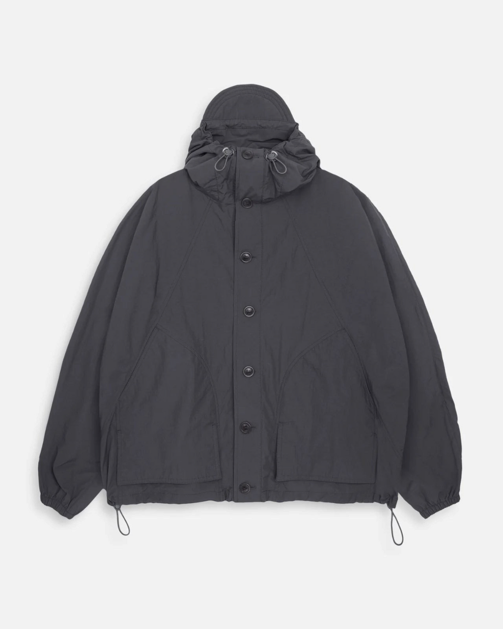 Veste à capuche Merci Paris YMC Bonehead grise en mélange de polyamide recyclé et coton avec boutons en corozo