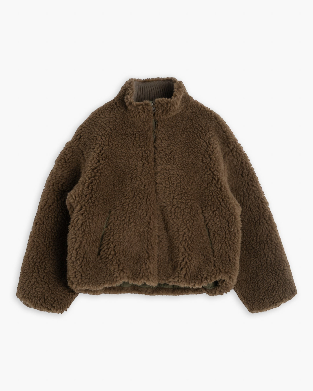 Veste Alpine Jacket Merci Paris Girls Of Dust en fausse fourrure marron shitake avec col montant côtelé