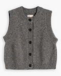 Gilet sans manches Merci Paris Girls Of Dust en laine grise mouchetée avec fermeture boutonnée