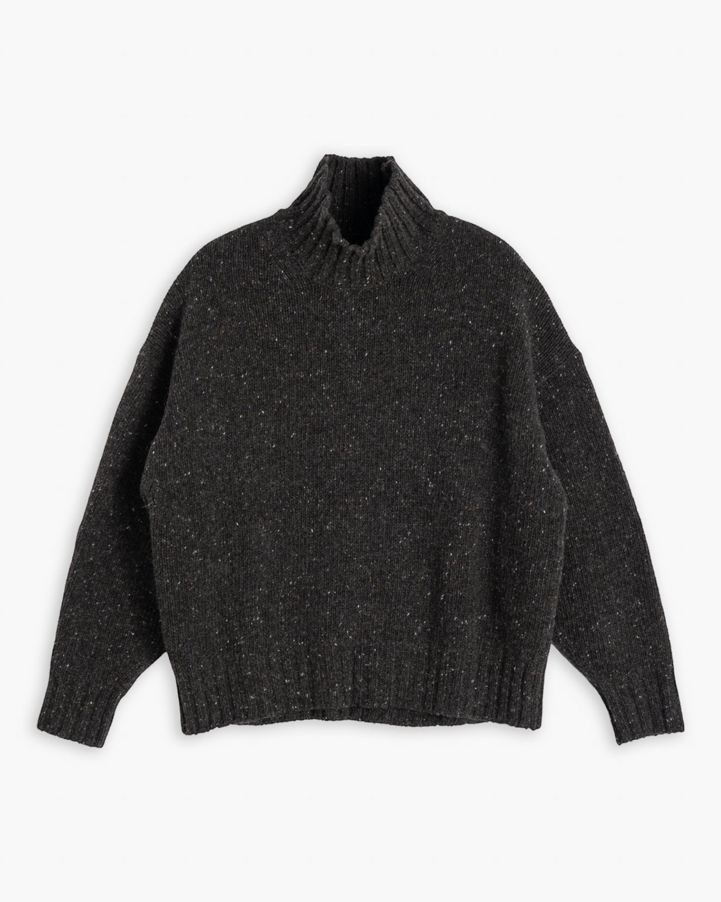 Pull Merci Paris Girls Of Dust Cornish en laine texturée gris anthracite avec col montant et coupe ample