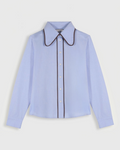 Chemise Merci Paris Maria De La Orden Ala bleu ciel avec col rétro arrondi et finitions contrastées foncées