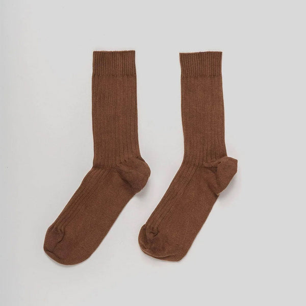 Baserange - Chaussettes côtelées Rib - Marron