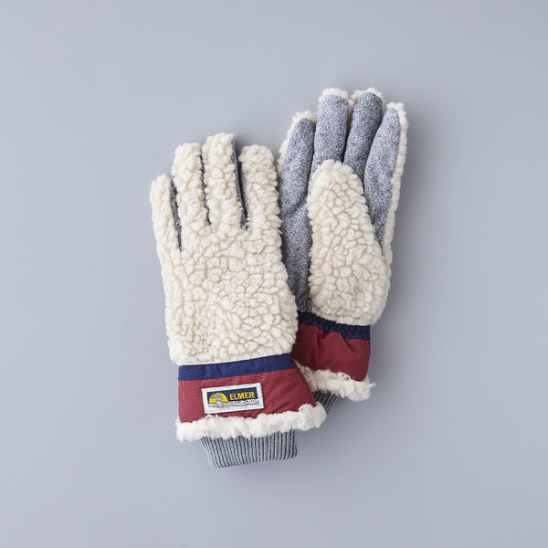 ELMER - Gants Teddy 5FGR - Beige et Rouge