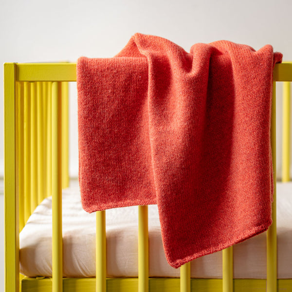 Caramel - Couverture tricotée - Corail