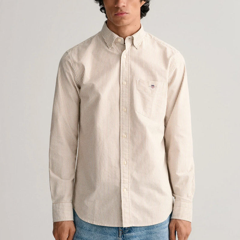 GANT - Chemise à Rayures Banker - Marron