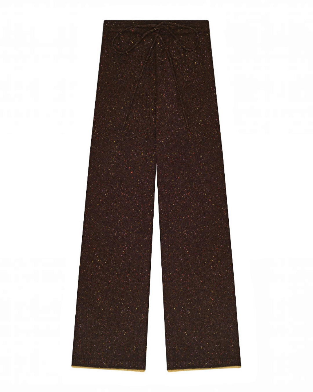 Pantalon jogging Merci Paris Calle Del Mar en cachemire chocolat moucheté avec taille ajustable et coupe droite
