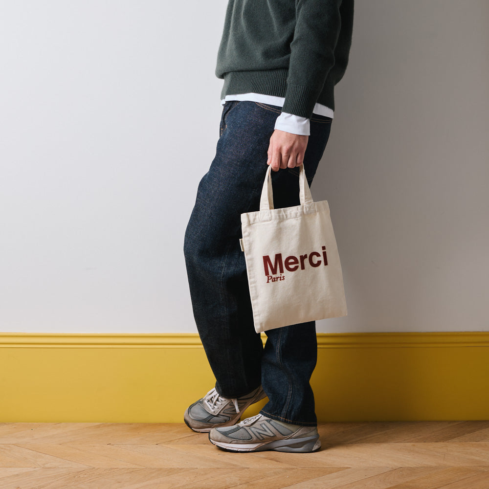 Merci Paris トートバッグ Merci - Cotton Tote Bag - Cream & Wine – Merci Paris