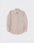 Chemise Merci Paris Colbo à fines rayures marron en coton japonais avec col pointu et boutons en nacre