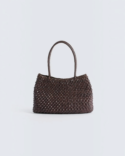 Basket bag Merci Paris Dragon Diffusion Santa Croce in hand-woven dark brown buffalo leather