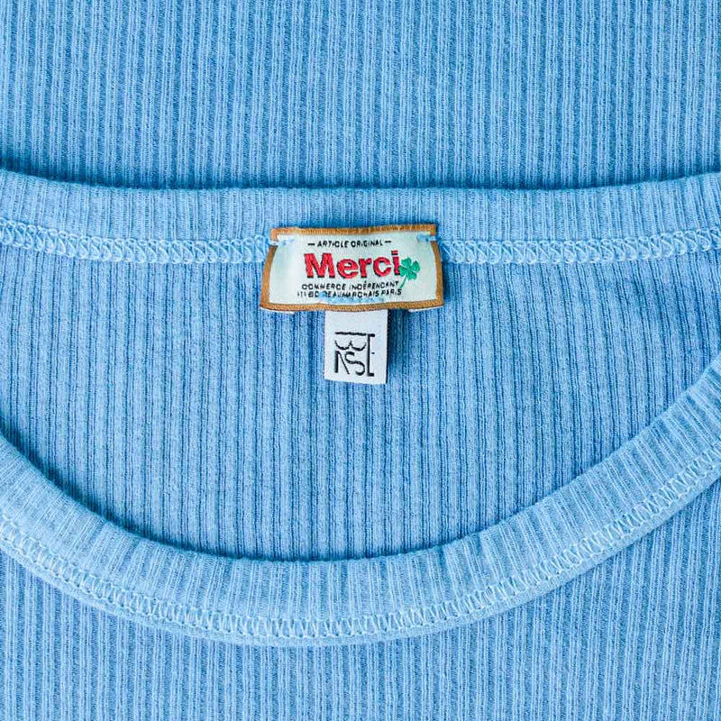 Baserange x Merci  - T-Shirt Tower Tréfle Cœur - Bleu Ciel