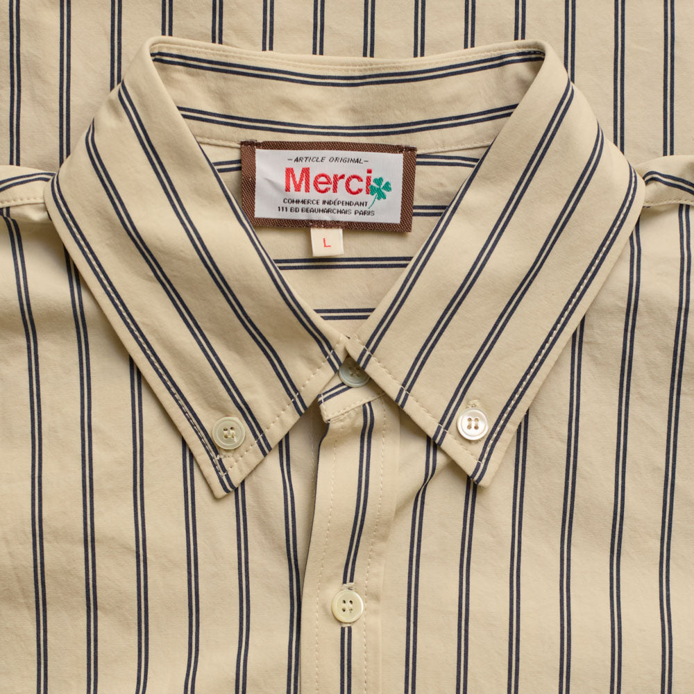 Merci - Sacha Shirt - Ecru & Navy Stripes – Merci Paris