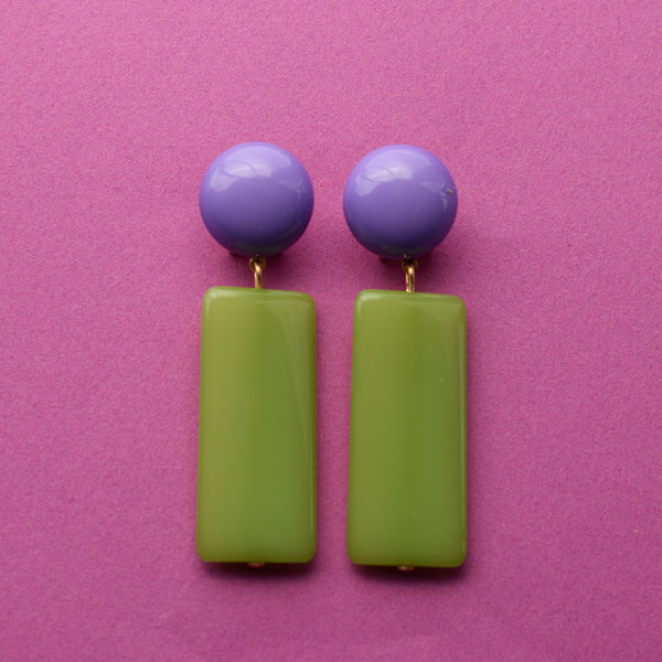Lorena Taddei - Boucles d'oreilles Rettangoli - Green / Purple