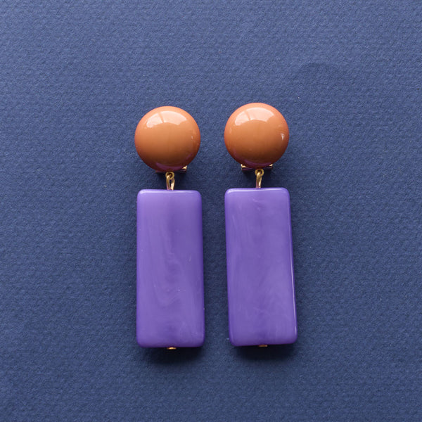 Lorena Taddei - Boucles d'oreilles Rettangoli - Purple / Light Brown