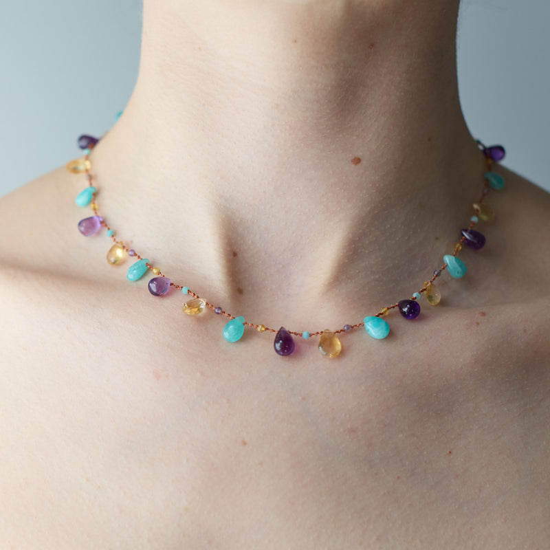 Ivarene x Merci - Collier - Citrine, Amazonite & Améthyste