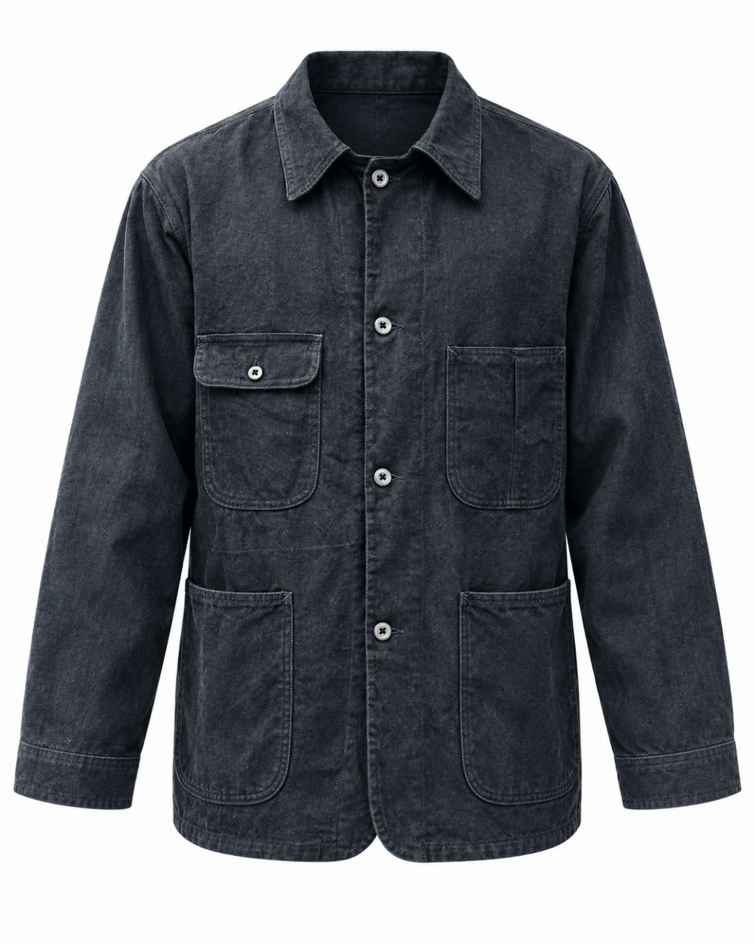 Veste de travail Merci Paris Coherence Jackson bleu marine en mélange lin et coton avec poches plaquées