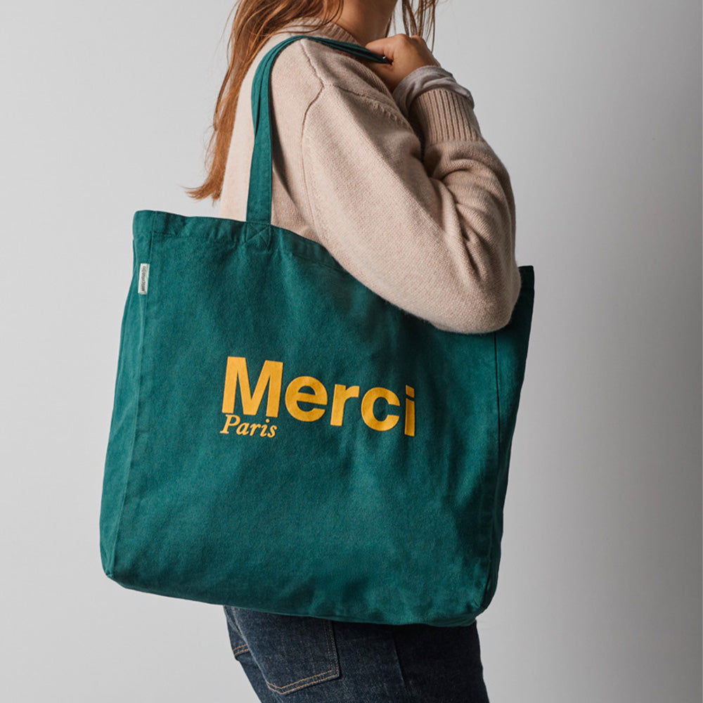 Merci Paris トートバッグ 3点セット Merci - Cotton Tote Bag - Forest & Yellow – Merci Paris
