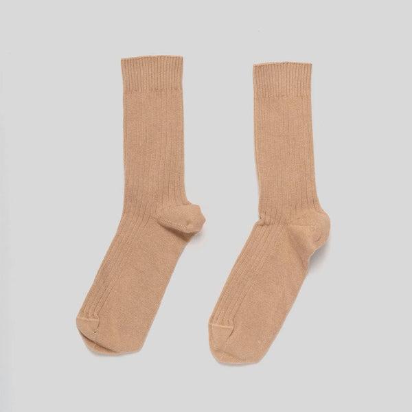 Baserange - Chaussettes côtelées Rib - Beige