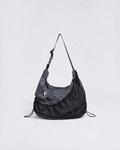 Sac bandoulière Merci Paris ARCS Hey gris en nylon ripstop avec empiècement en mesh noir et mousqueton signature