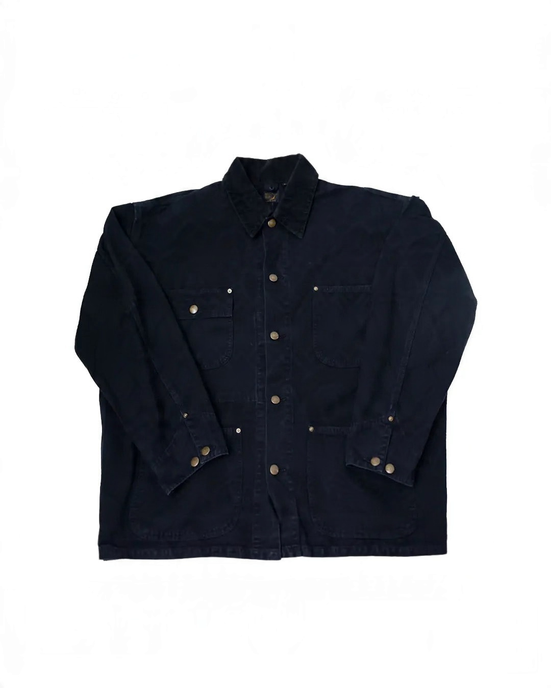 Veste de travail Merci Paris OrSlow noire en toile de coton avec col en velours côtelé et poches plaquées