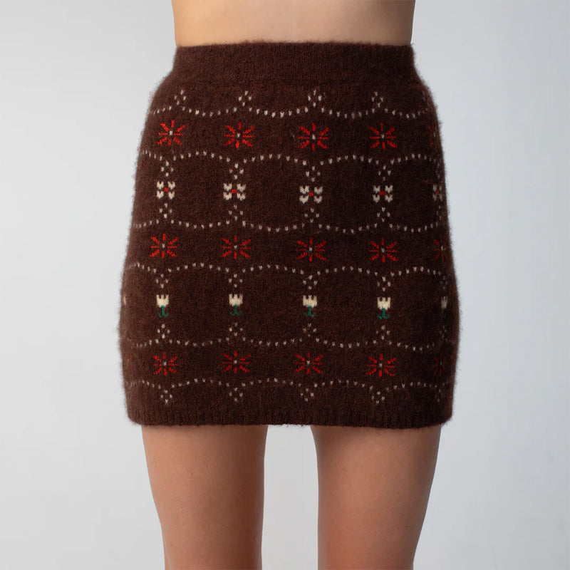 Calle Del Mar - Mini jupe Fair Isle - Chocolat