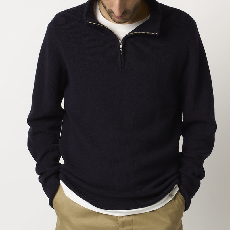 Merz b. Schwanen - Pullover Zip Merino - Marine