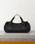 Gerard Darel - Sac À Main En Cuir Tressé 24H - Noir – Vue sur banc