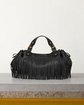 Gerard Darel - Sac À Main En Cuir 24H Franges - Noir – Vue sur banc